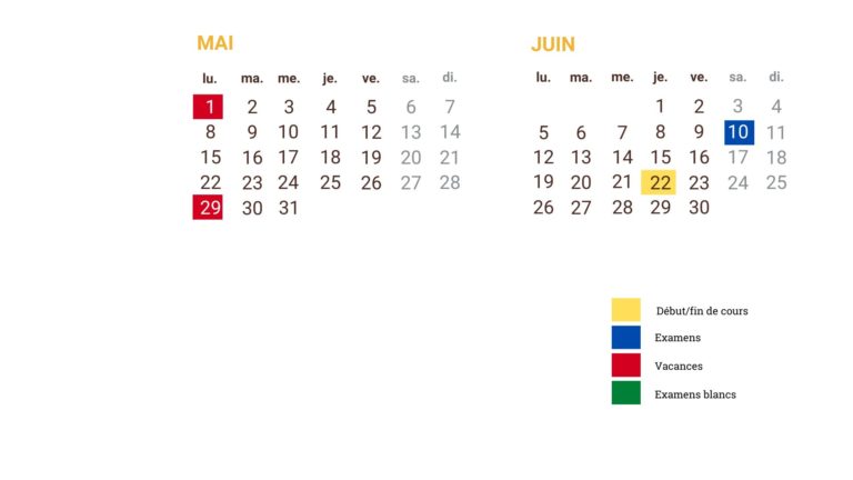 French Calendar 2022-2023