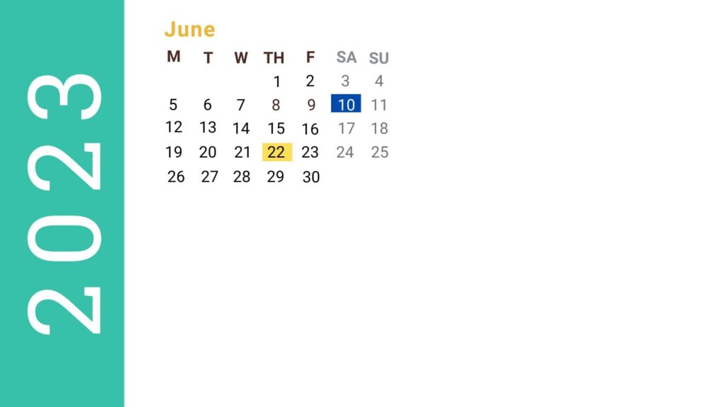 English Calendar last month